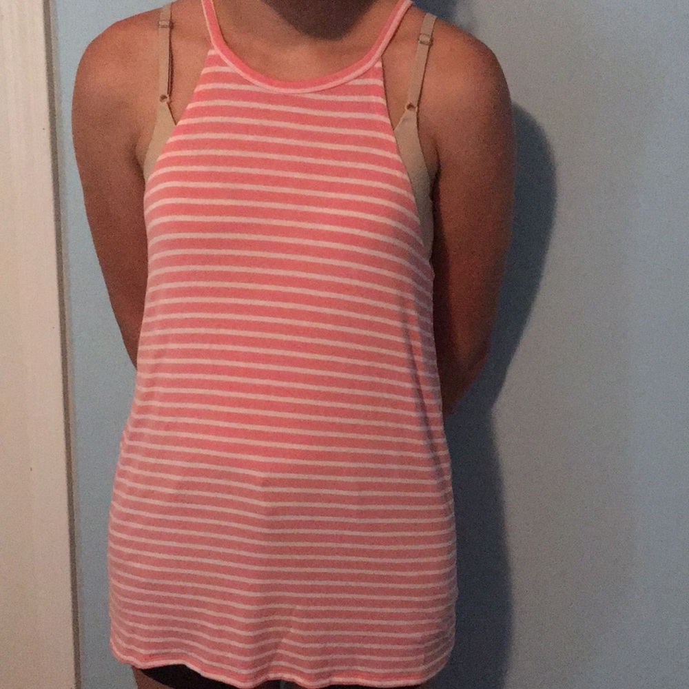 Pink and White tank top
